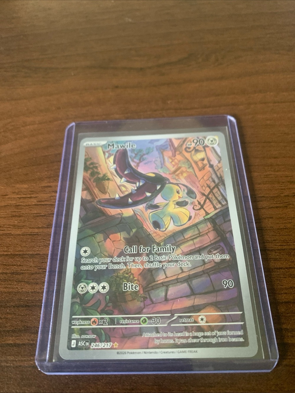 Pokemon Mawile Card with Purple Sleeve